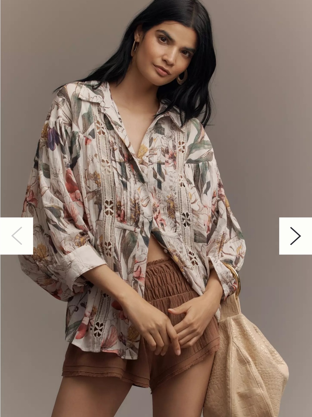 By Anthropologie Long-Sleeve Appliqué Batwing Blouse
